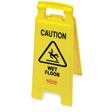 RUBBERMAID COMMERCIAL Products Wet Floor Sign- in.Cautionin.- 11in.x25in.- Open- Yellow RU463123